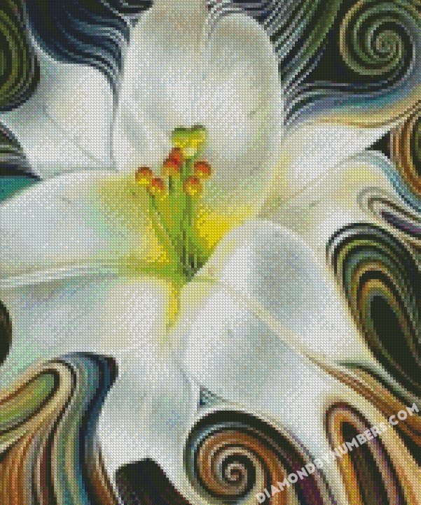 Abstract White Flower - 5D Diamond Painting - DiamondByNumbers
